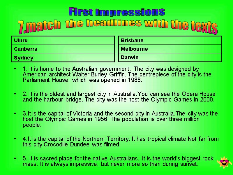 1. It is home to the Australian government. The city was designed by American
